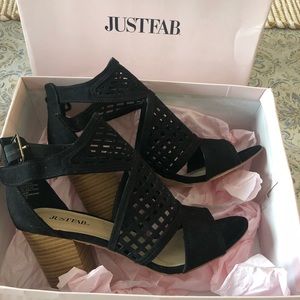 Black strap dress sandal with 3 inch heel